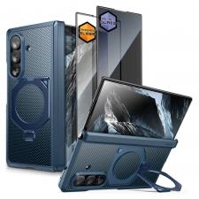 Kit protectie 360 grade Supcase UB Aero, Carcasa cu MagSafe si Stand + 2 folii sticla securizata, compatibile cu Samsung Galaxy Z Fold 8 Ultra, Navy Blue