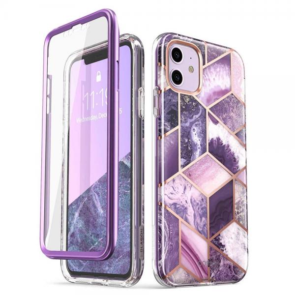 Carcasa stylish Supcase Cosmo iPhone 11 cu protectie display, Purple