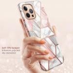 Carcasa stylish Supcase Cosmo compatibila cu iPhone 12/12 Pro cu protectie display, Marble