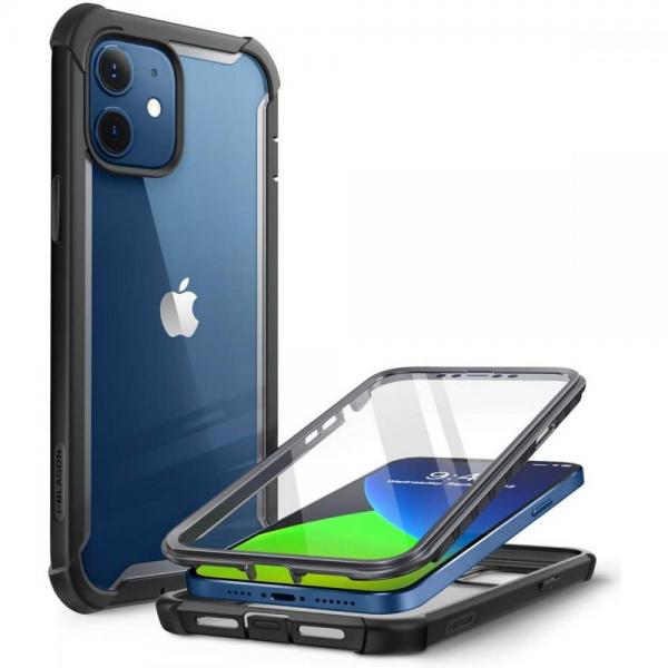 Carcasa 360 grade Supcase i-Blason Ares compatibila cu iPhone 12 Mini cu protectie display, Negru
