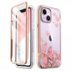 Carcasa stylish Supcase Cosmo compatibila cu iPhone 13/14, Protectie display, Pink Fly