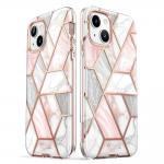 Carcasa stylish Supcase Cosmo compatibila cu iPhone 13/14, Protectie display, Marble Pink