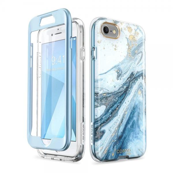 Carcasa stylish Supcase Cosmo iPhone 7/8/SE 2020/2022 cu protectie display, Blue