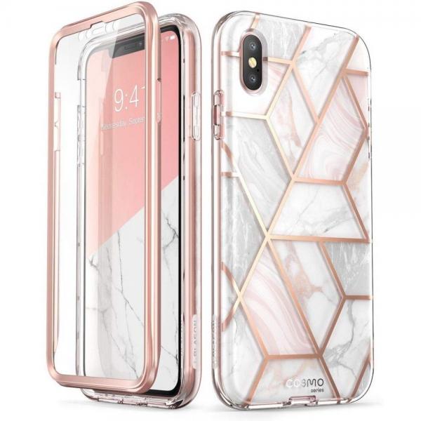 Carcasa stylish Supcase Cosmo iPhone X/Xs cu protectie display, Marble