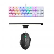 [SuperDEAL] Tastatura gaming mecanica Motospeed CK107 RGB + Lampa pentru monitor Baseus i-wok + Mouse gaming Inphic PW1S RGB
