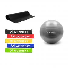 [SuperDEAL] Saltea fitness Therabody Yoga Mat + Minge gimnastica Wozinsky + Set 5 benzi elastice Wozinsky