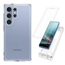 [Combo] Samsung Galaxy S25 Ultra, Carcasa Spigen Ultra Hybrid + Folie protectie hibrid cu sistem de montare Spigen Elite Shield EZ FIT HD