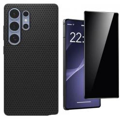 [Combo] Samsung Galaxy S25 Ultra, Carcasa Spigen Liquid Air + Folie protectie transparenta Case Friendly ESR Privacy