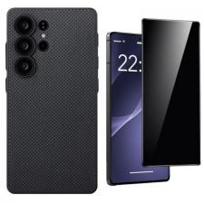 [Combo] Samsung Galaxy S25 Ultra, Carcasa PITAKA PIN Button Plain + Folie protectie transparenta Case Friendly ESR Privacy