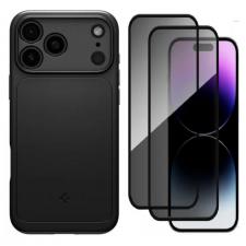 [Combo] iPhone 17 Pro, Carcasa Spigen Thin Fit cu MagSafe + 2 folii protectie Wozinsky Tempered Glass, Privacy