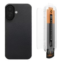 [Combo] iPhone 17, Carcasa Pitaka Ultra Slim cu Magnetic Ring + Folie sticla securizata Spigen Glass tR EZ Fit Pro HD