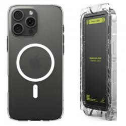 [Combo] iPhone 16 Pro Max, Carcasa Spigen Liquid Crystal MagSafe + 2 folii sticla Ringke Easy Slide Privacy