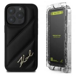 [Combo] iPhone 16 Pro Max, Husa Karl Lagerfeld Quilted Signature + 2 folii sticla Ringke Easy Slide Privacy