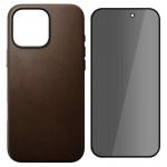 [Combo] iPhone 16 Pro Max, Carcasa NOMAD Traditional Leather MagSafe + 2 folii sticla securizata Tech-Protect Glass Spy Plus Privacy 2 - lerato.ro
