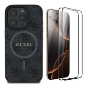 [Combo] iPhone 16 Pro, Husa Guess 4G Ring Classic Logo MagSafe + 2 folii sticla Mobile Origin EasyGlass