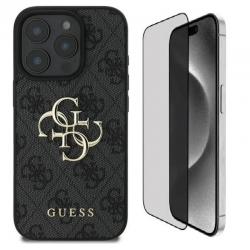 [Combo] iPhone 16 Pro, Husa Guess 4G Big Logo + Folie sticla securizata Guess Screen Protector Privacy