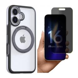 [Combo] iPhone 16, Carcasa Torras Ostand R Fusion + Folie de protectie 3mk Silky Matt Privacy