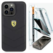 [Combo] iPhone 15 Pro Max, Carcasa Ferrari Quilted Metal Logo + 2 folii sticla Case friendly Spigen GLAStR EZ FIT