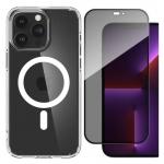 [Combo] iPhone 15 Pro Max, Carcasa Spigen Ultra Hybrid MagSafe + Folie sticla WOZINSKY Privacy 2 - lerato.ro