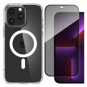 [Combo] iPhone 15 Pro Max, Carcasa Spigen Ultra Hybrid MagSafe + Folie sticla WOZINSKY Privacy