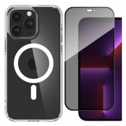 [Combo] iPhone 15 Pro Max, Carcasa Spigen Ultra Hybrid MagSafe + Folie sticla WOZINSKY Privacy