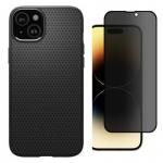 [Combo] iPhone 15, Carcasa Spigen Liquid Air + Folie sticla HOFI Anti Spy 9H Privacy 2 - lerato.ro