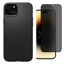 [Combo] iPhone 15, Carcasa Spigen Liquid Air + Folie sticla HOFI Anti Spy 9H Privacy