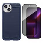 [Combo] iPhone 15, Carcasa Flexible Carbon + Folie sticla securizata Wozinsky Privacy Anti Spy 2 - lerato.ro