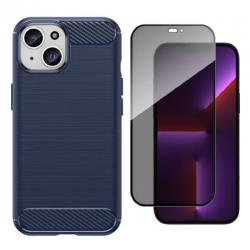 [Combo] iPhone 15, Carcasa Flexible Carbon + Folie sticla securizata Wozinsky Privacy Anti Spy