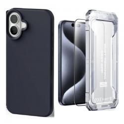 [Combo] iPhone 16 Plus, Carcasa Mercury Silicone + Folie sticla Mobile Origin Yellow Screen Guard