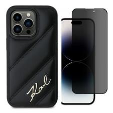 [Combo] iPhone 14 Pro Max, Carcasa Karl Lagerfeld Diagonal Quilted Script + Folie sticla HOFI Anti Spy 9H Privacy