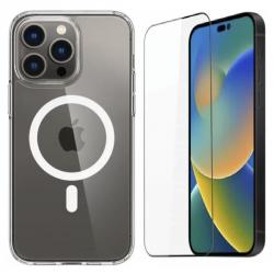 [Combo] iPhone 14 Pro Max, Carcasa Spigen Ultra Hybrid MagSafe + 2 folii sticla Case friendly Spigen GLAStR EZ FIT