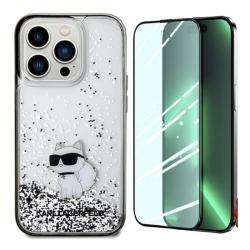 [Combo] iPhone 14 Pro, Carcasa Karl Lagerfeld Liquid Glitter Choupette + Folie sticla securizata Joyroom JR-G02 Blue Light Protector