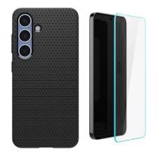 [Combo] Samsung Galaxy S25 Plus, Carcasa Spigen Liquid Air + 2 folii sticla Case friendly Spigen GLAStR EZ FIT