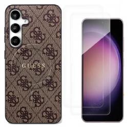 [Combo] Samsung Galaxy S25 FE, Husa Guess 4G Ring Classic Logo cu MagSafe +2 folii sticla Wozinsky Glass