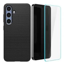 [Combo] Samsung Galaxy S25, Carcasa Spigen Liquid Air + 2 folii sticla Case friendly Spigen GLAStR EZ FIT