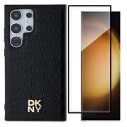 [Combo] Samsung Galaxy S24 Ultra, Carcasa DKNY Leather Pattern Metal Logo + Folie protectie Case Friendly Wozinsky Full Glue Cover