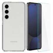 [Combo] Samsung Galaxy S24 FE, Carcasa Spigen Liquid Crystal + 2 folii sticla cu sistem de montare Case friendly Spigen GLAStR EZ FIT