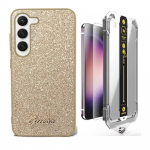 [Combo] Samsung Galaxy S24, Husa Guess Glitter Script + Folie sticla cu sistem de montare Mobile Origin Screen Guard 2 - lerato.ro