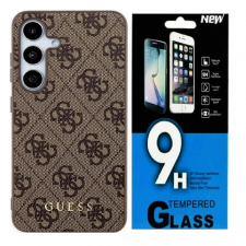 [Combo] Samsung Galaxy S24, Carcasa Guess 4G Metal Gold Logo + Folie sticla securizata PremiumGlass
