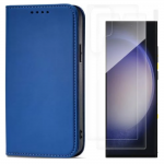 [Combo] Samsung Galaxy S23 Ultra, Husa Magnet Card Stand compatibila cu Samsung Galaxy S23 Ultra Blue + Folie sticla Wozinsky Invisible 2 - lerato.ro