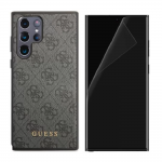 [Combo] Samsung Galaxy S23 Ultra, Husa Guess 4G Metal Gold Logo + 2 folii protectie TPU Case friendly Spigen Neo Flex 2 - lerato.ro