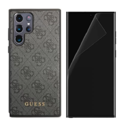 [Combo] Samsung Galaxy S23 Ultra, Husa Guess 4G Metal Gold Logo + 2 folii protectie TPU Case friendly Spigen Neo Flex