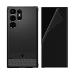[Combo] Samsung Galaxy S23 Ultra, Carcasa Spigen Rugged Armor + 2 folii protectie TPU Case friendly Spigen Neo Flex