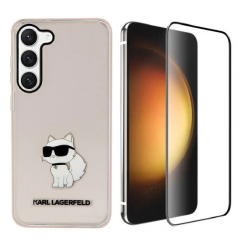 [Combo] Samsung Galaxy S23, Carcasa Karl Lagerfeld Ikonik Choupette + Folie sticla Mobile Origin EasyGlass