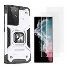 [Combo] Samsung Galaxy S22 Ultra, Carcasa Wozinsky Ring Armor + 2 folii sticla cu lampa UV Glastify UVTG