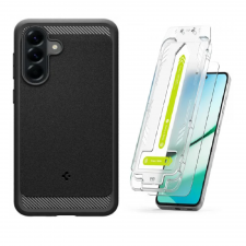 [Combo] Samsung Galaxy A56, Carcasa Spigen Rugged Armor + 2 folii sticla cu sistem de montare Ringke Easy Slide