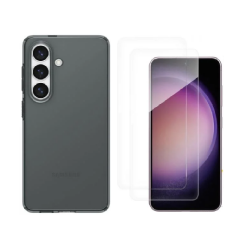 [Combo] Samsung Galaxy S26 Plus, Carcasa Spigen Liquid Crystal + 2 folii sticla securizata Wozinsky