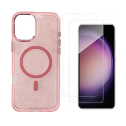 [Combo] Samsung Galaxy S26, Carcasa Glitter Case cu MagSafe + 2 folii sticla securizata Wozinsky