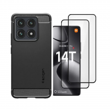 [Combo] Xiaomi 14T Pro, Carcasa Spigen Rugged Armor + 2 folii protectie HOFI Full Cover Pro